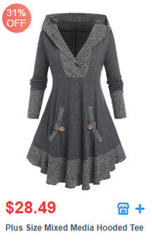 Plus Size Mixed Media Hooded Tee