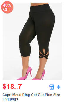 Capri Metal Ring Cut Out Plus Size Leggings