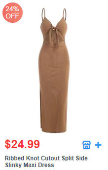 Ribbed Knot Cutout Split Side Slinky Maxi Dress