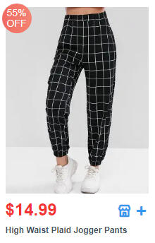 High Waist Plaid Jogger Pants