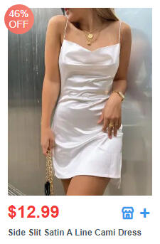 Side Slit Satin A Line Cami Dress