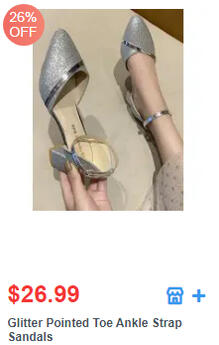 Glitter Pointed Toe Ankle Strap Sandals