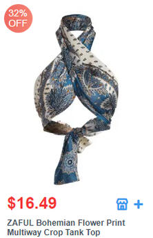 ZAFUL Bohemian Flower Print Multiway Crop Tank Top