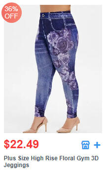 Plus Size High Rise Floral Gym 3D Jeggings