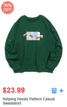 Helping Hands Pattern Casual Sweatshirt