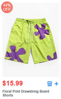 Floral Print Drawstring Board Shorts