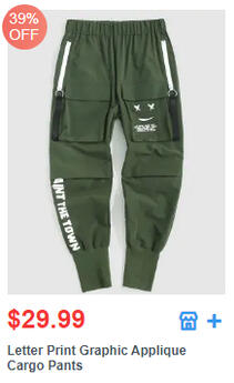 Letter Print Graphic Applique Cargo Pants